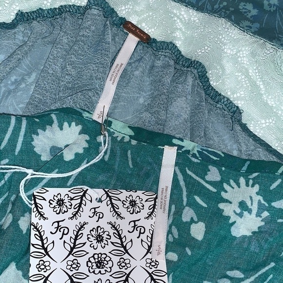 FREE People green combo Sheer Romance Mini Dress size Small - Picture 12 of 16